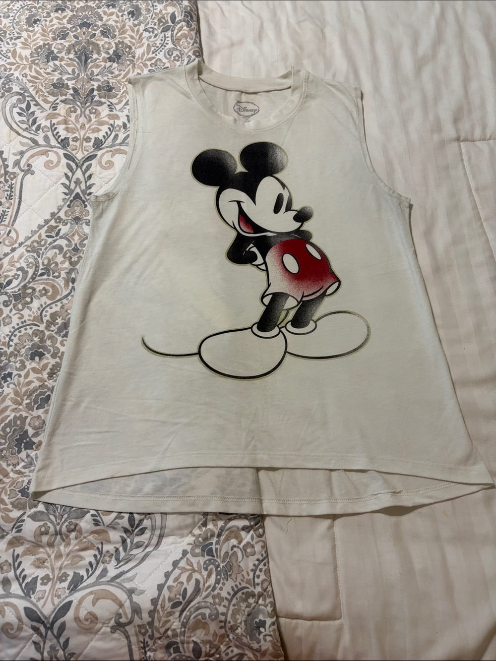 Disney Cream Tank Top with Mickey Mouse Graphic